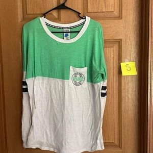 PINK Victoria's Secret Mint and White Long Sleeve Top